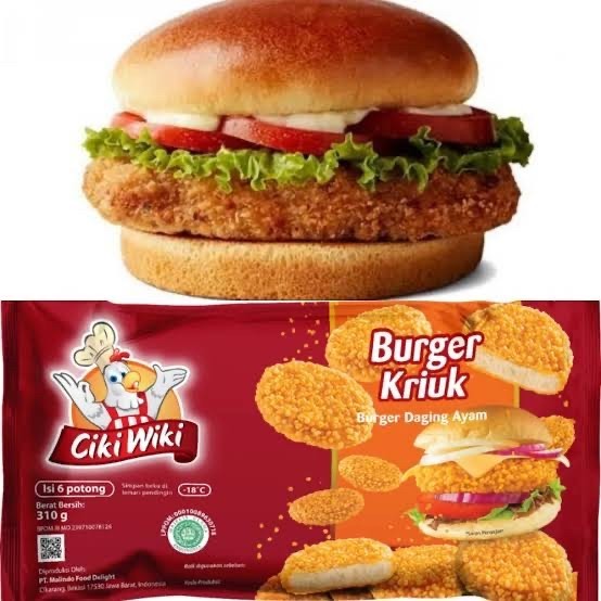 Jual Ciki wiki burger kriuk crispy 310 gram isi 6 potong | Shopee Indonesia