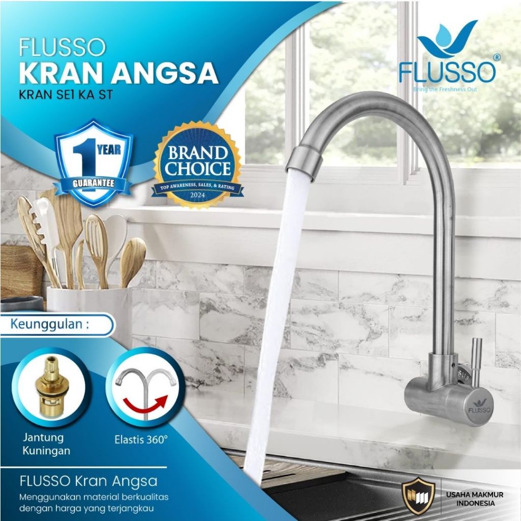 Jual Flusso Kran Keran Air Angsa Tembok Sink Minimalis Premium Stainless Kuningan Shopee