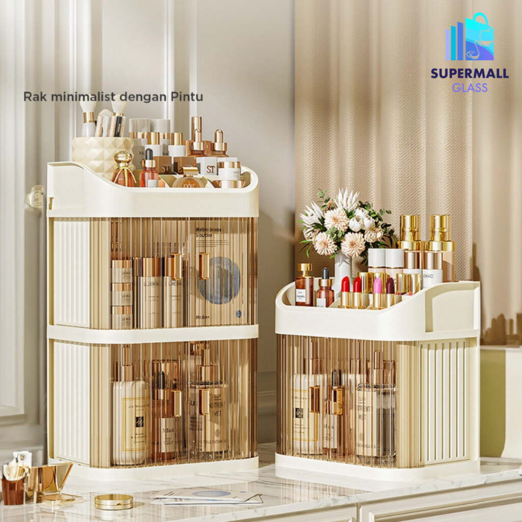 Jual Supermall Glass COD Rak Meja Kosmetik Premium | Rak Organizer Make ...