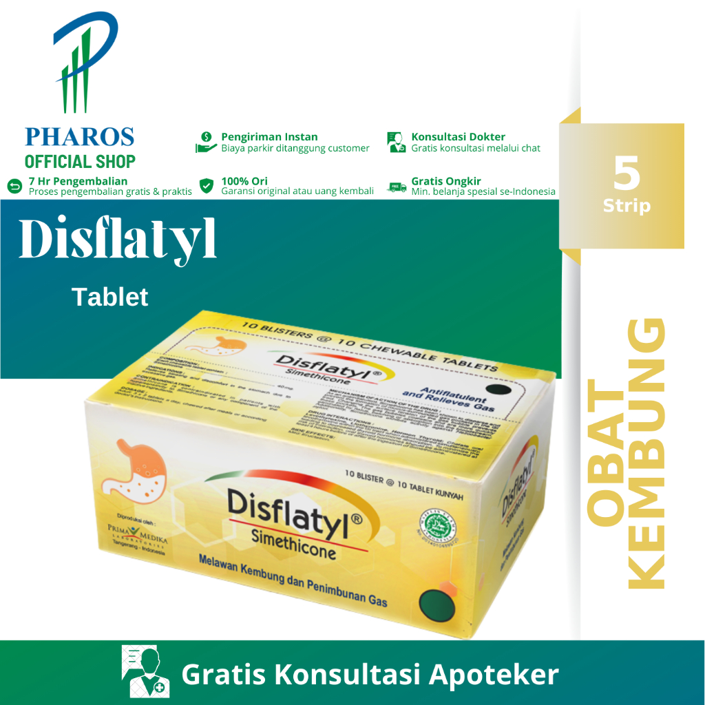 Jual (1/2 BOX) Disflatyl 5 Blister @ 10 Tablet Kunyah BUKAN PER BOX ...