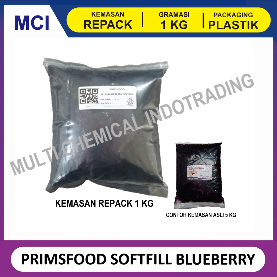Jual PRIMSFOOD SOFTFILL SELAI BLUEBERRY JAM BLUE BERRY REPACK 1 KG ...