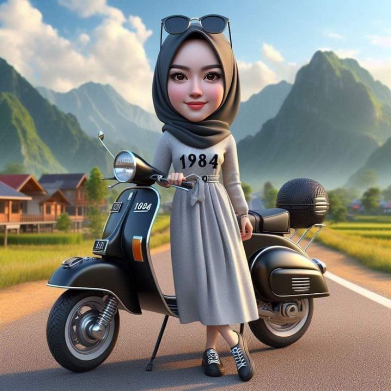 Jual Jasa Edit Foto Karikatur AI Naik Motor | Shopee Indonesia