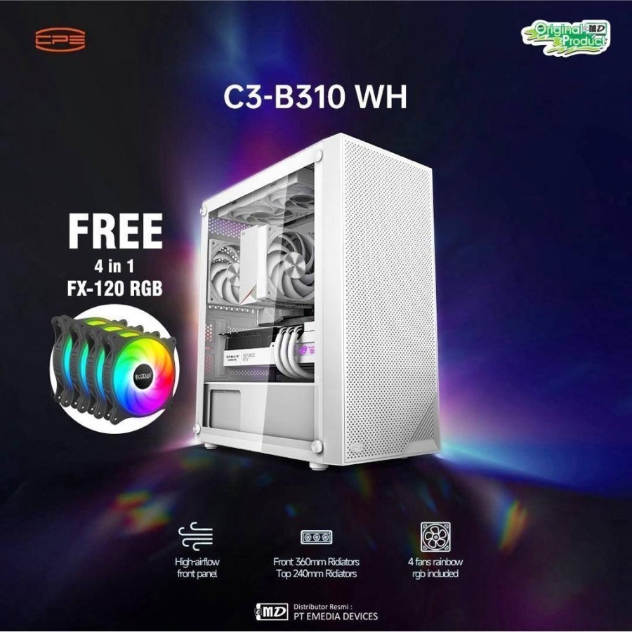 Jual PCCOOLER C3 B310 M-ATX MESH Gaming Case FREE 4 Fan RGB Casing PC ...