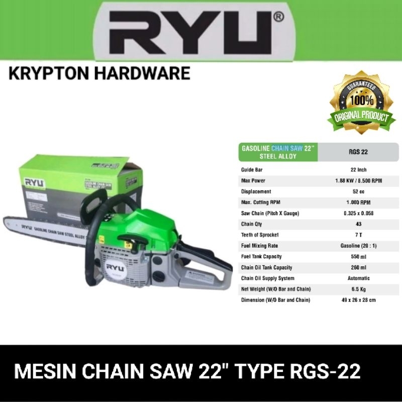 Jual Ryu by tekiro mesin chain Saw 22