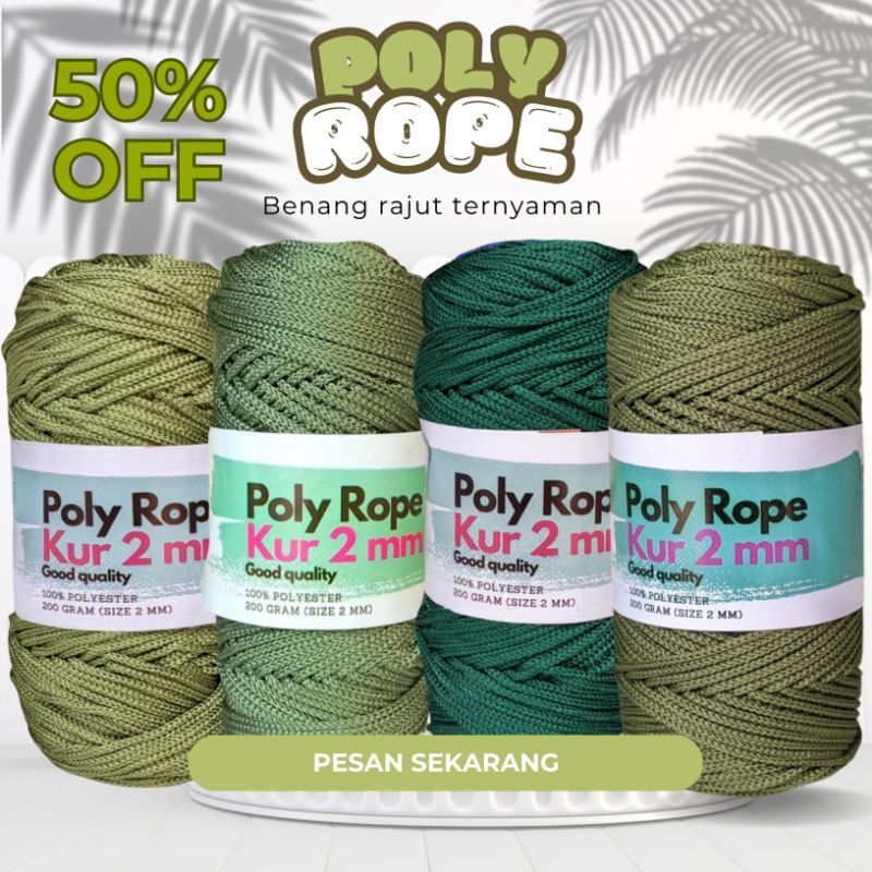 Jual BENANG RAJUT POLY ROPE 2MM HIJAU TERBAIK | Shopee Indonesia