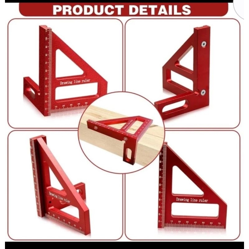 Jual Penggaris SIKU BALOK 3D Speed Square Solid Aluminium Woodworking