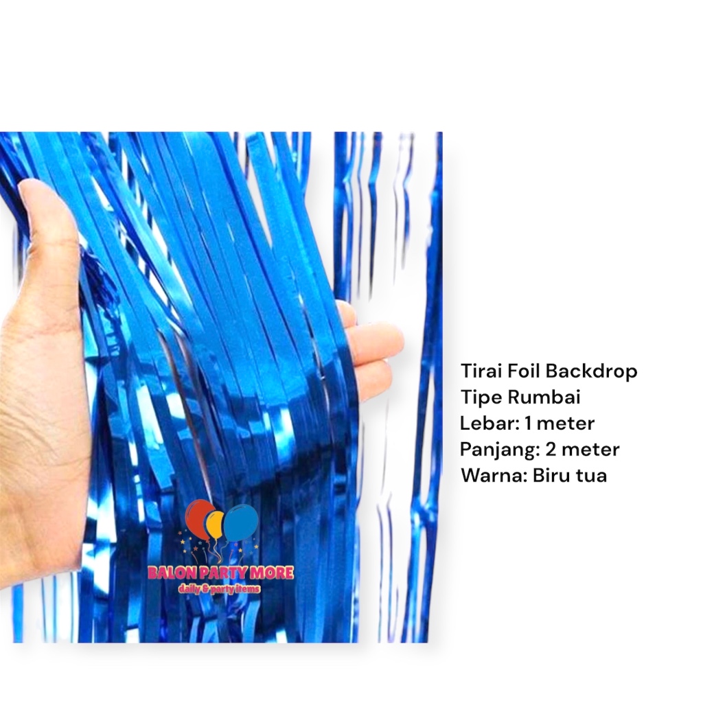 Jual [BIRU TUA] Tirai Backdrop Foto Dekorasi Rumbai/ Foil Latar Foto ...