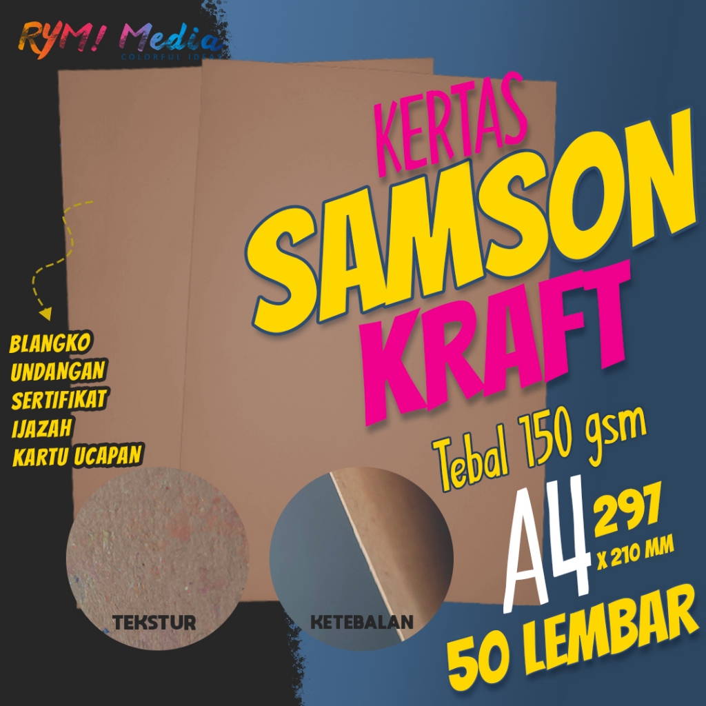 Jual KRAFT 150 Gsm SAMSON 150 A4 Isi 50 Lembar / Kertas Samson Kraft ...