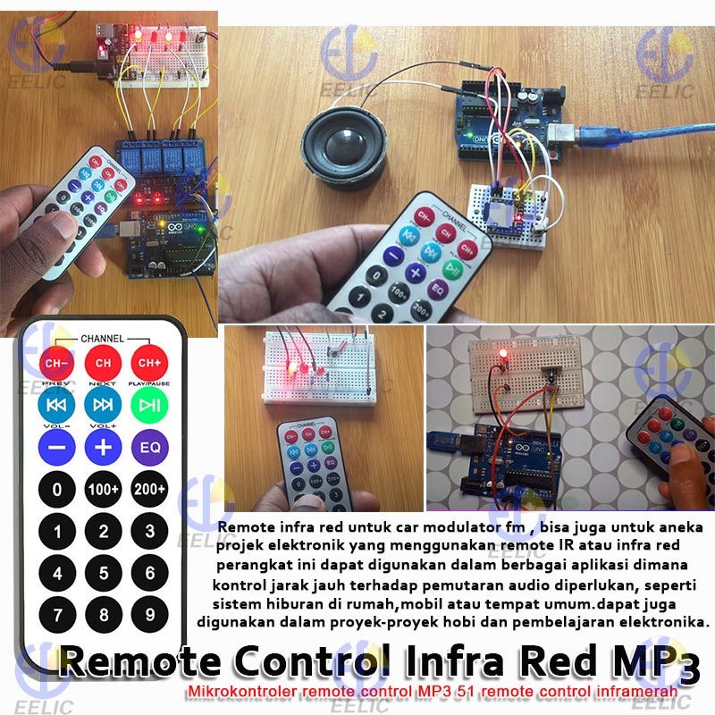 Jual EELIC Remote control infrared untuk mp3 player dan arduino ...
