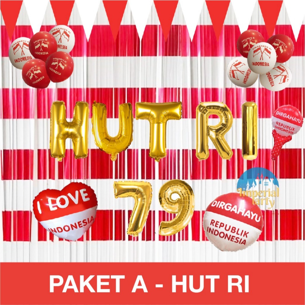 Jual Paket Dekorasi Hiasan Balon Dirgahayu Hut Ri Agustus Merah