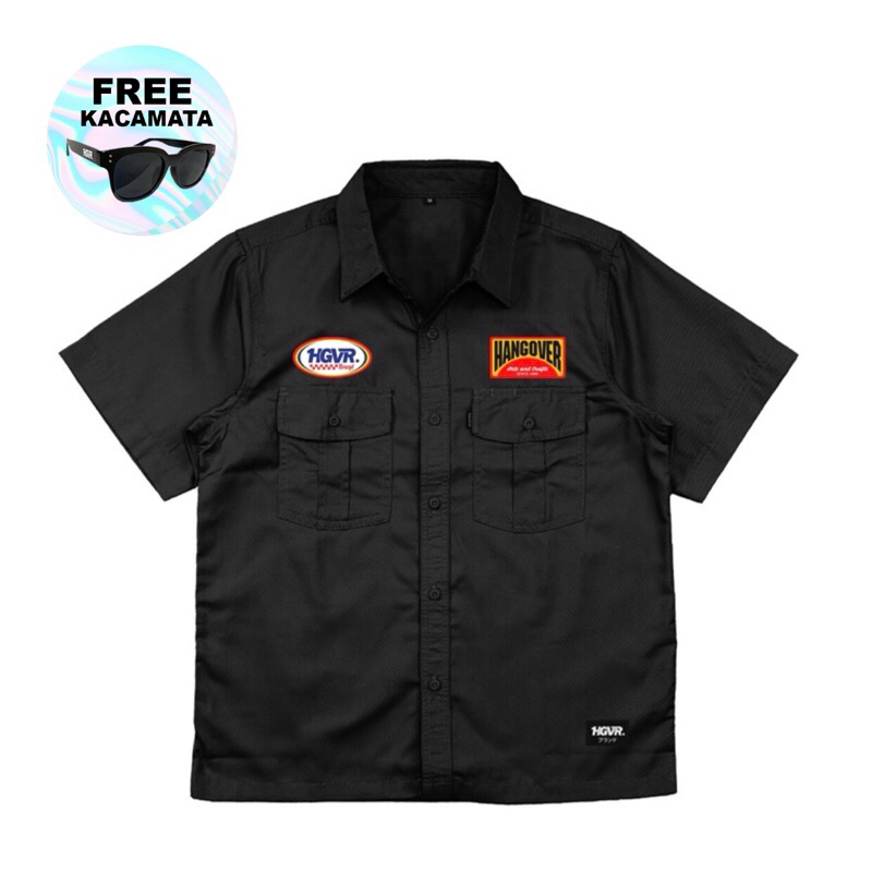 Jual Hgvr kemeja workshirt HWS 1 black Gratis Kaca Mata Dan Sticker ...