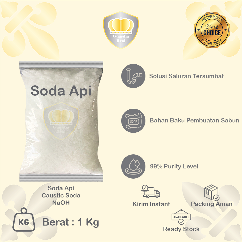 Jual Soda Api 1 Kg/ Caustic Soda Flakes 1 Kg/ NaOH 99% 1 Kg/ Anti ...