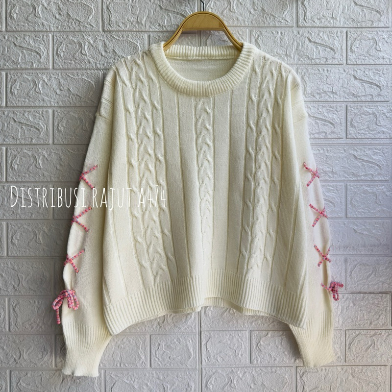 Jual Monay Victoria Baju Atasan Sweater Rajut Cable Strap Wanita Korean Style Kekinian Shopee