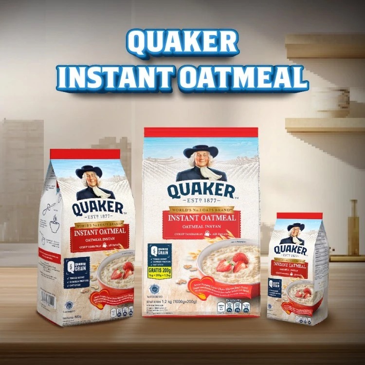 Jual Quaker Oatmeal Instant Oats 1,2kg 1200 gr ATAU 200 gr =6 pcs , Exp ...