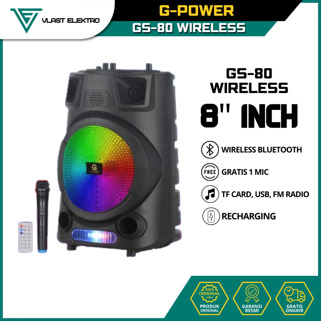 Speaker Portable G-Power GS-80 Inch Bluetooth Free Mic Kabel