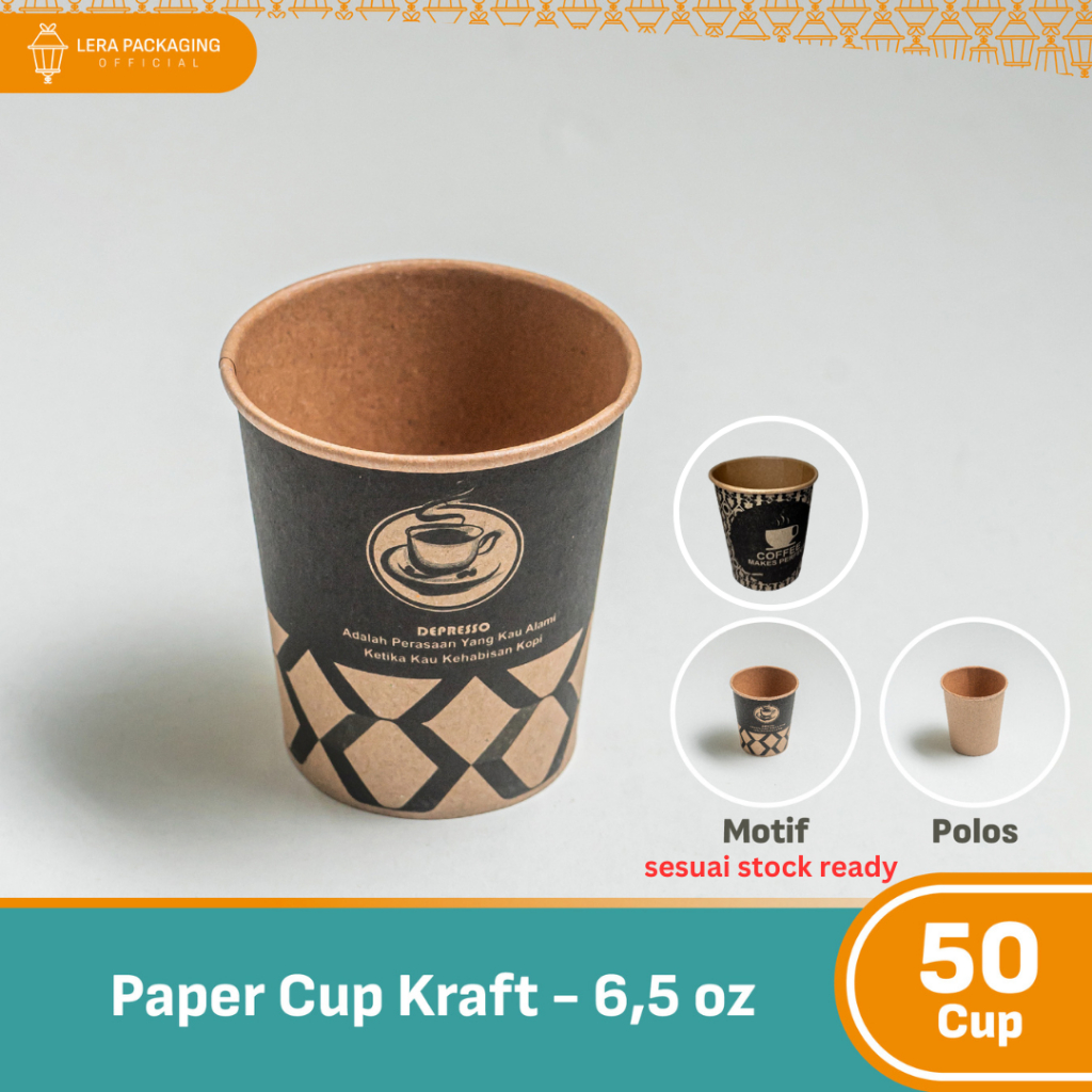Jual [ISI 50pcs] Paper Cup KRAFT Coklat 6,5 Oz / Gelas Kertas Tahan ...