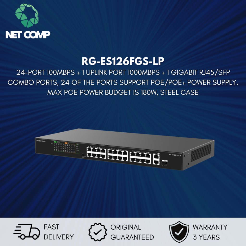 Jual Ruijie Reyee RG-ES126FGS-LP 24-Port 10/100 Mbps with 2-Port ...