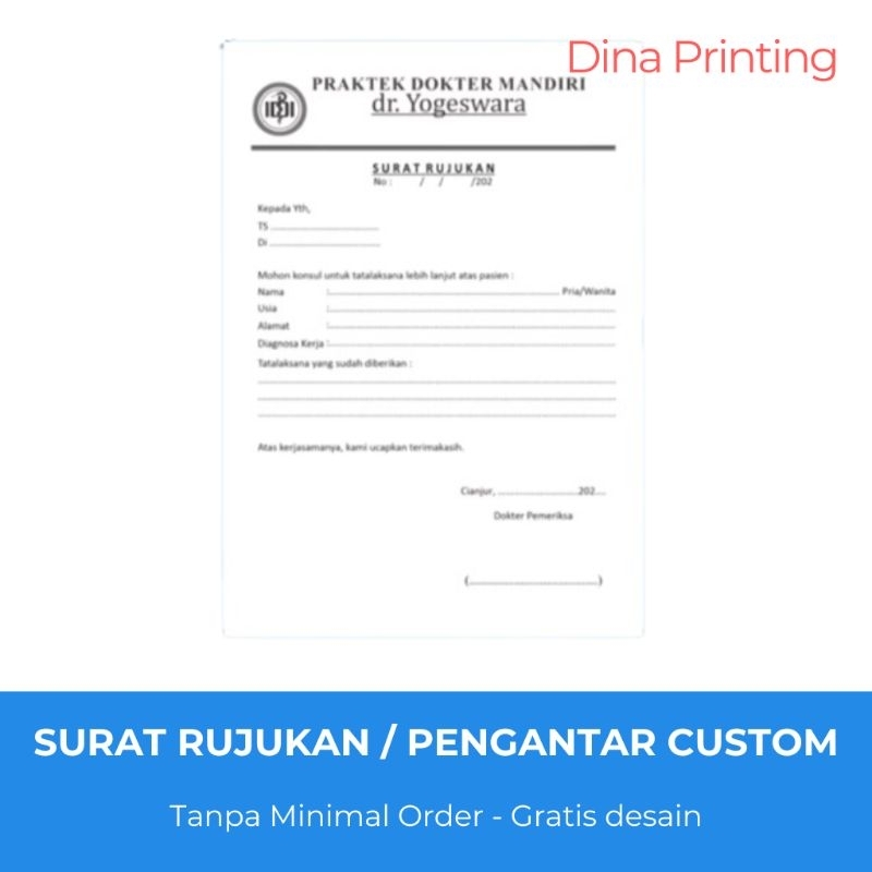 Jual Cetak Surat Rujukan/ Surat Pengantar 1/2 Folio Free Desain ...