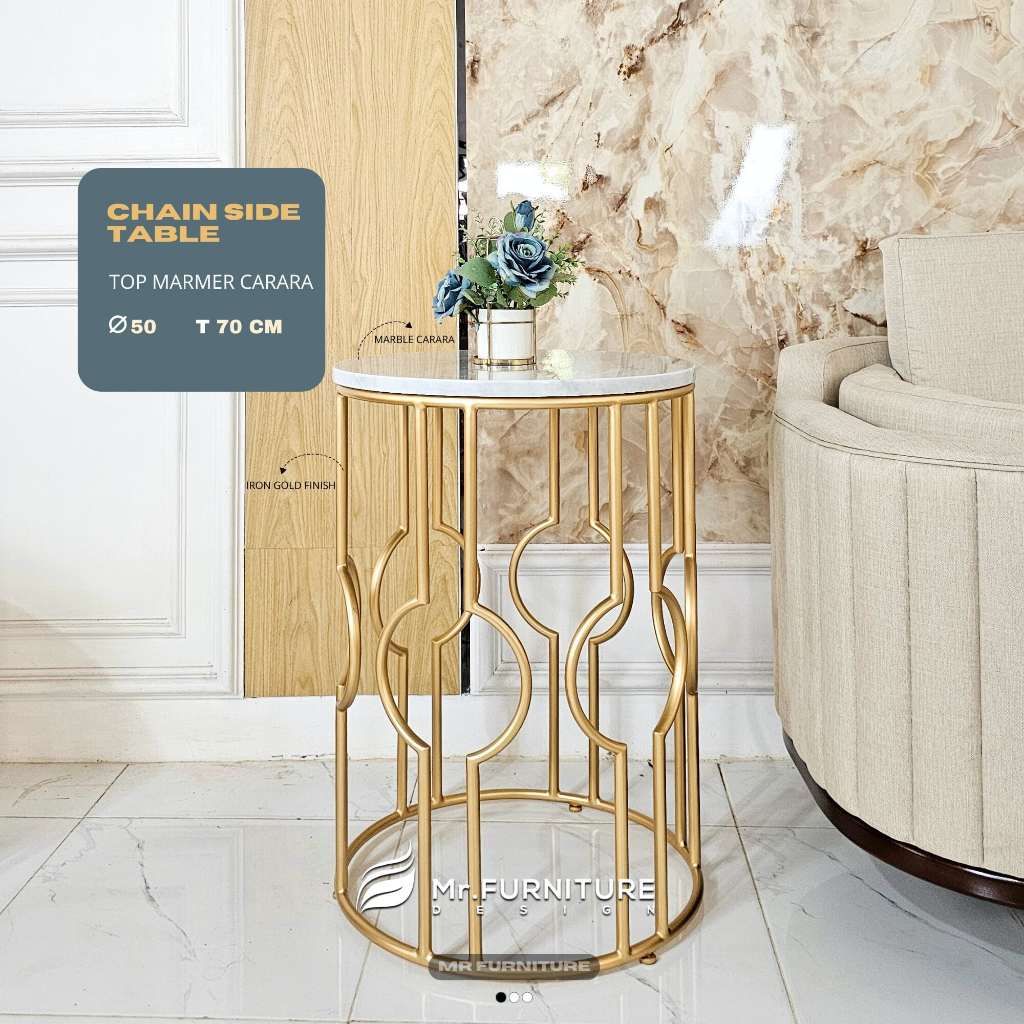 Jual meja sudut, side table chain marmer D 50 cm | Shopee Indonesia