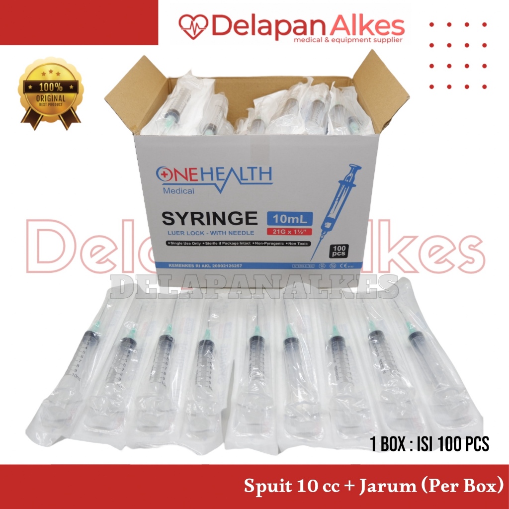 Jual OneHealth Spuit 10 cc + Jarum Per Box isi 100 Pcs Syringe 10cc ...
