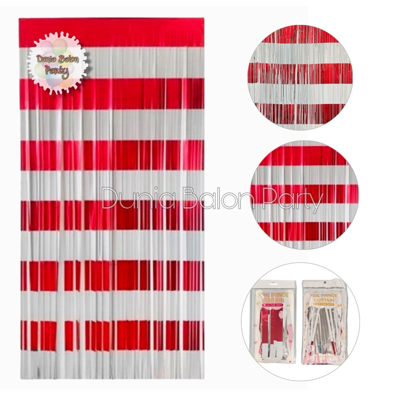 Jual Tirai Rumbai Foil Merah Putih / Tirai Merah Putih Metalik | Shopee ...