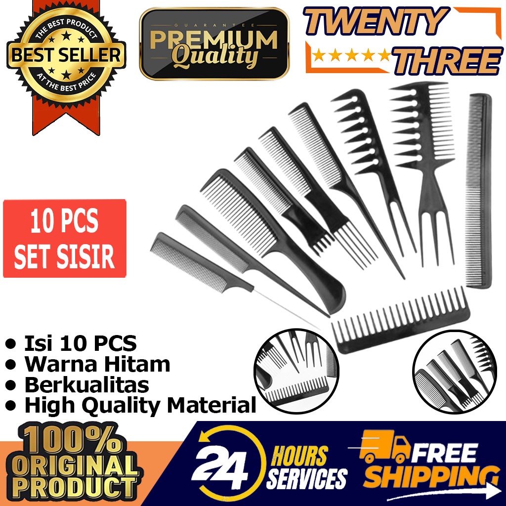 Jual Sisir Rambut Salon Set 10 Pcs 10 Buah Bentuk Berbeda Hair Styling ...