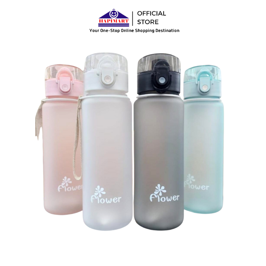 Jual Botol minum plastik tebal motif flower dengan tali anti tumpah ...