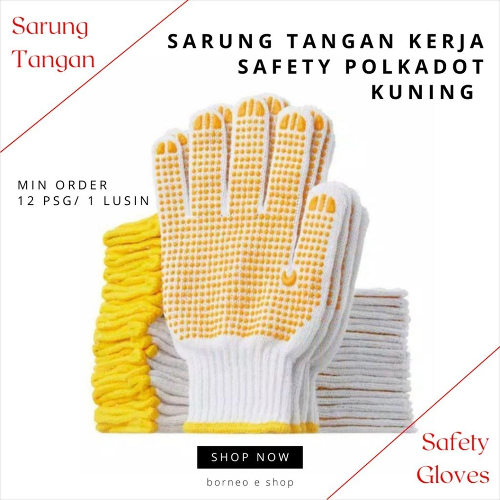 Jual Bisa Cod Sarung Tangan Kerja Safety Polkadot Order Per Lusin