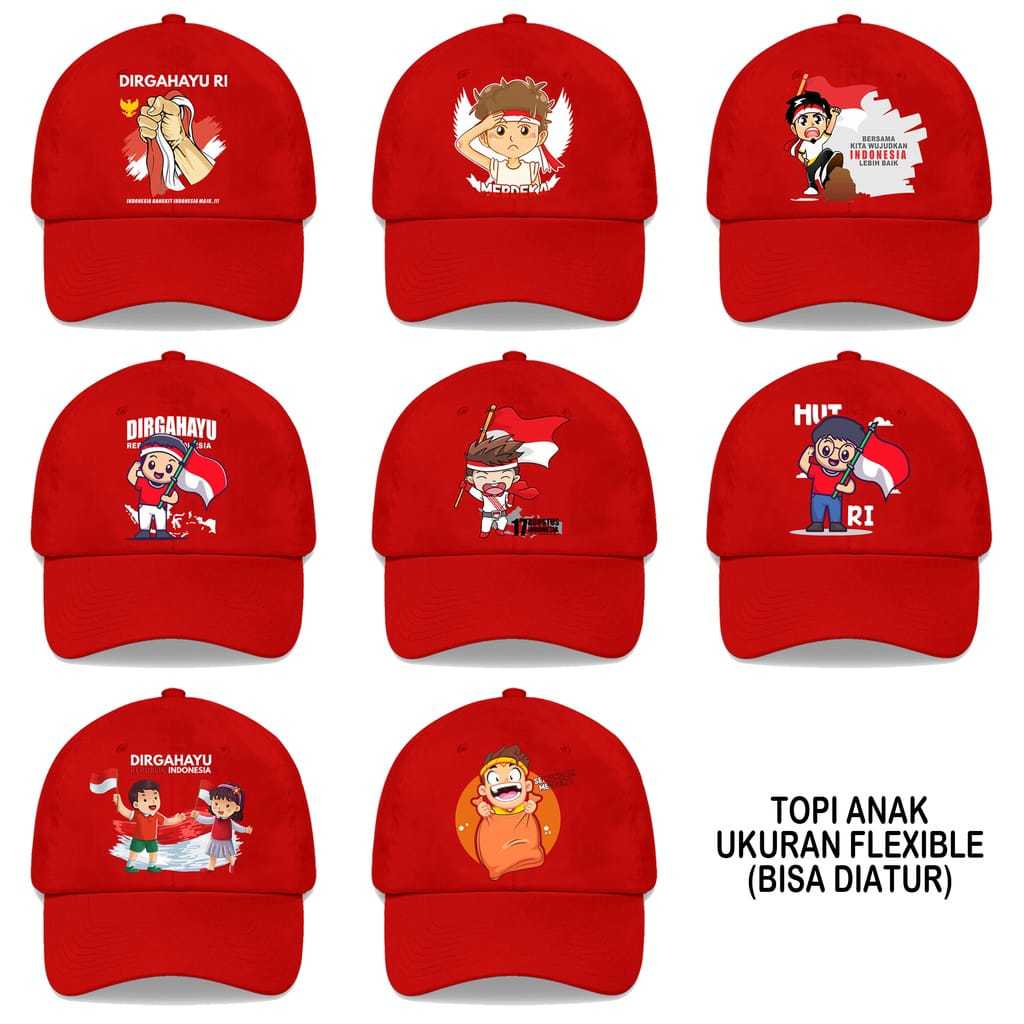 Topi Baseball Anak Cuple 17 Agustus Kemerdekaan Indonesia Topi Agustus Indonesia