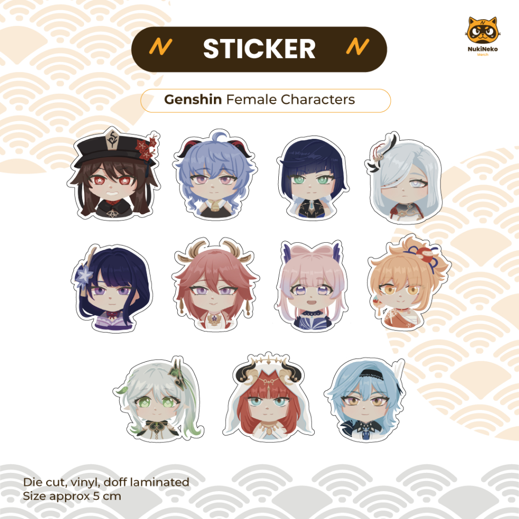 Jual Sticker / Stiker Die Cut Genshin Impact Female Character Fanmerch ...