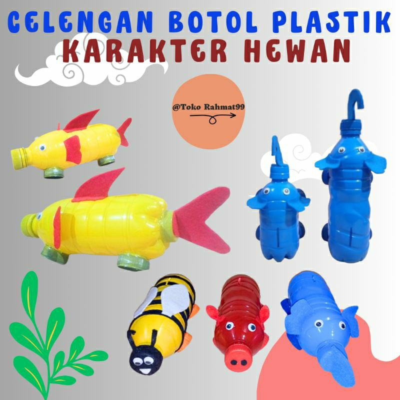 Celengan Plastik Karakter Hewan / Kerajinan Daur Ulang Botol / Tugas Prakarya Sekolah / Piggy Bank Character Plastic Bottle