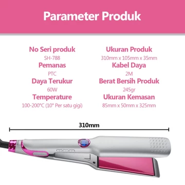SHINON SH 788 Catokan Rambut Smoothing Ion 2in1 Curly Dan Lurus Catok Pelurus Rambut Salon