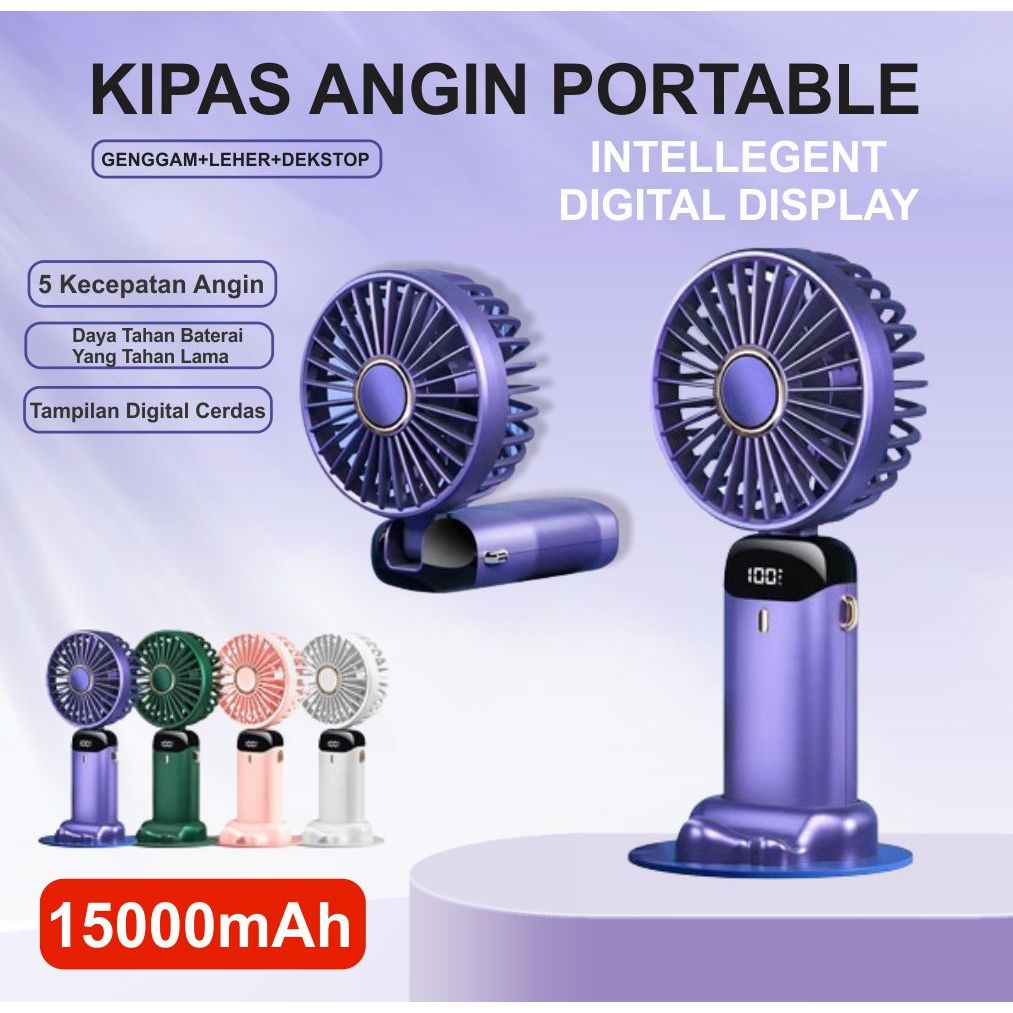 Jual Kipas Angin Mini Portable Usb 10000 mAh Kipas Lipat / Leher 5 ...