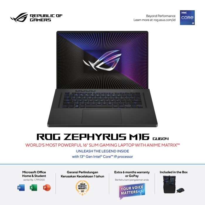 Jual ASUS ROG ZEPHYRUS M16 GU604VI I9 13900H RTX4070 8GB/ 16GB 1TB W11 ...