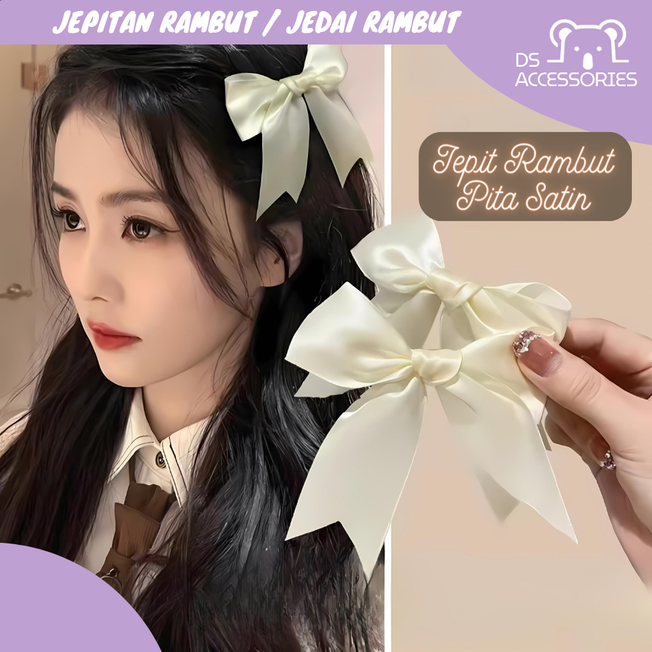 Jual COD Jepit Rambut Busur Satin Halus Jepit Rambut Poni Gaya Manis ...