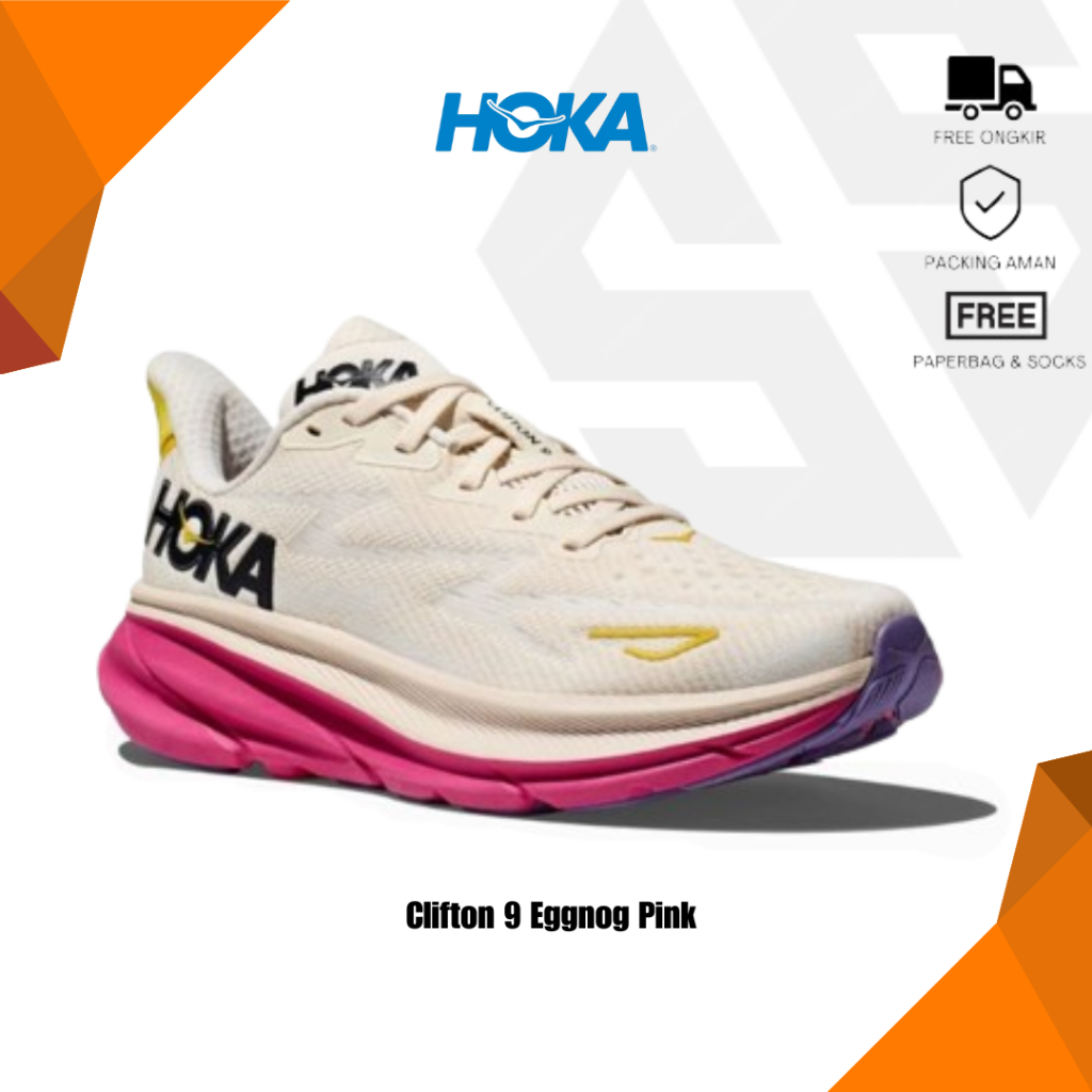 Jual Sepatu Road Running Hoka Wanita Clifton 9 Eggnog Blanc De Blanc Original BNIB Shopee
