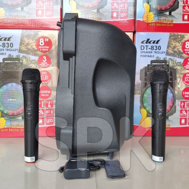 Jual Speaker Portable DAT DT 830 8 inch 2 Mic Wireless | Shopee Indonesia