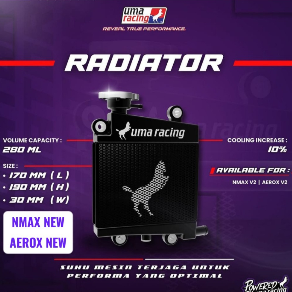 Jual RADIATOR UMA RACING NMAX NEW AEROX NEW FULL ALUMINIUM 280 ML - UMA ...