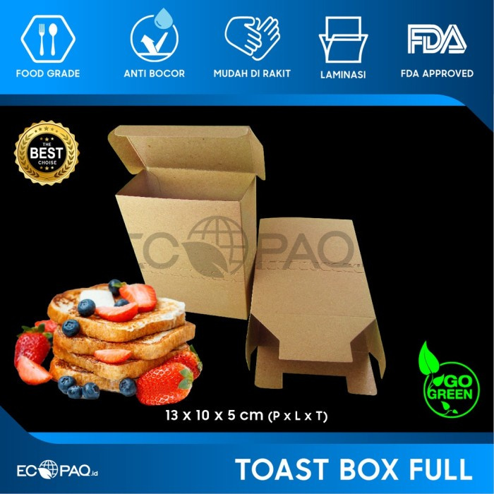 Jual Box Roti Bakar Kraft Polos (Box Toast) - Full Tutup (50pcs ...
