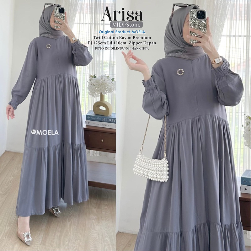 Jual Gesla Olase Slesa Fosla Felo Midi Dress Rayon Polos by MOELA ...