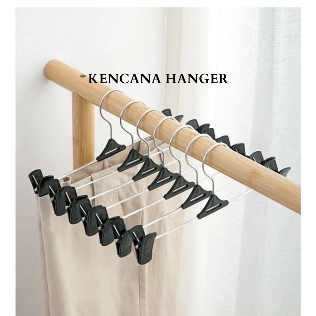 Hanger Gantungan Jepit Plastik-Besi (1 Lusin)|Celana Jeans dan Pakaian - Hitam