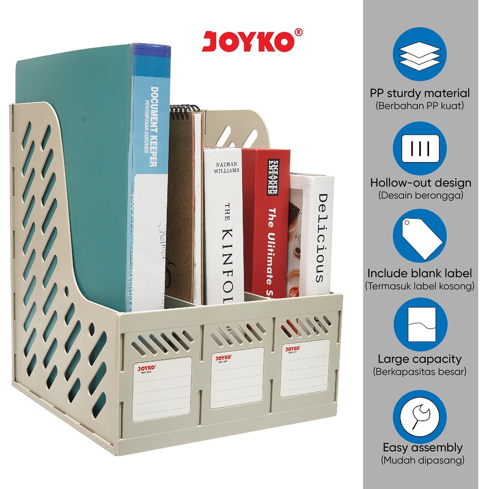 Jual Box File Keranjang Plastik Rakit 3 Susun Joyko BOF3GR Grey x Q2F3 ...