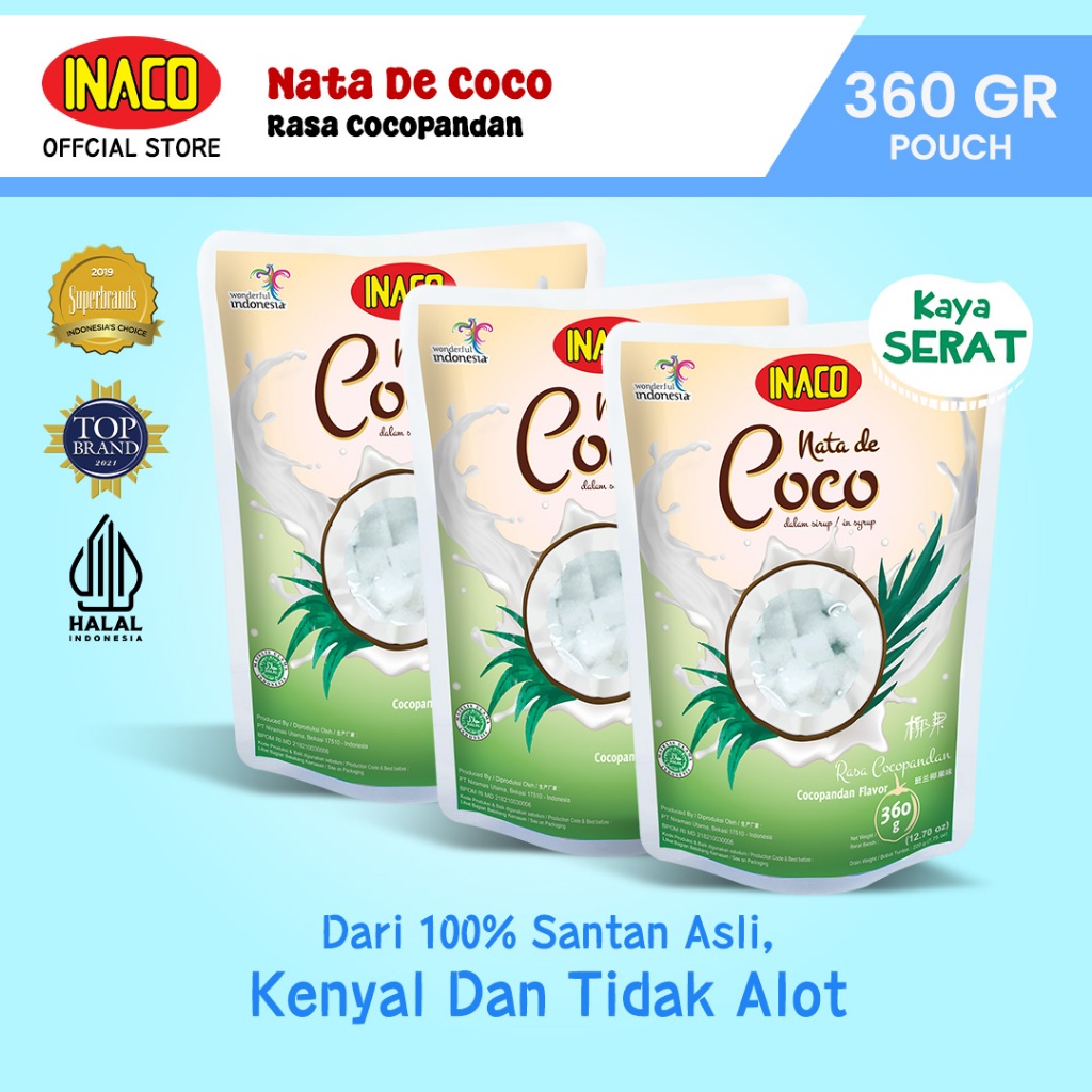 Jual INACO Nata De Coco Cocopandan Pouch 360gr - Triplepack | Shopee ...