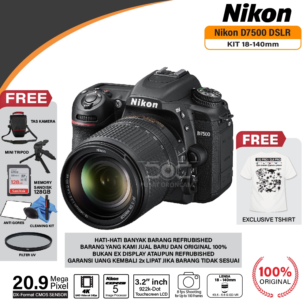 Jual Nikon D7500 DSLR Camera with 18140mm Lens ORIGINAL Shopee