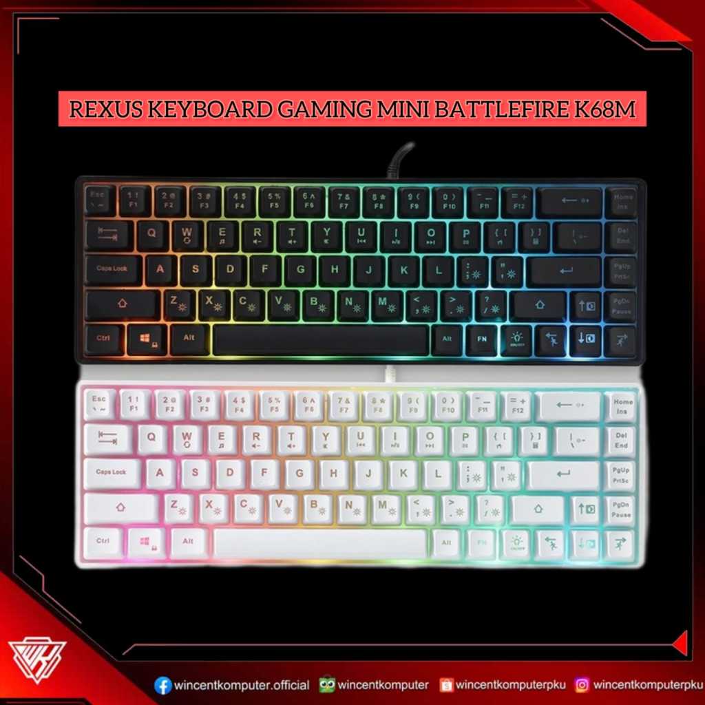 Jual Rexus Keyboard Gaming Mini Battlefire K68M Shopee Indonesia