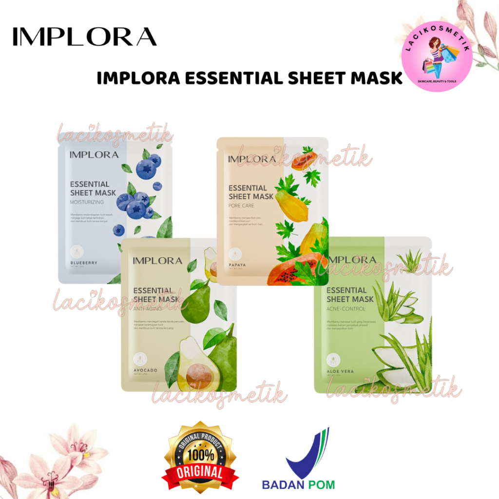 Jual LACIKOSME IMPLORA ESSENTIAL SHEET MASK - MASKER WAJAH IMPLORA ...