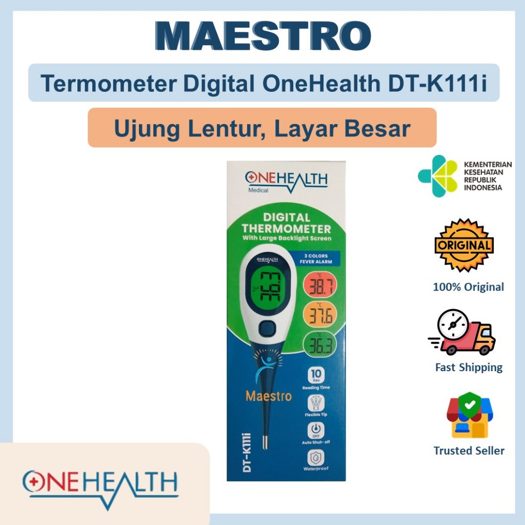 Jual Termometer Digital OneHealth DT-K111i Layar Besar Ujung Lentur ...
