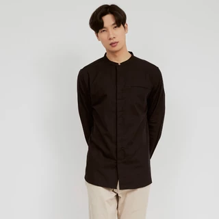 M231 Kemeja Pria Koko Shanghai Polos Soft Twill Panjang Hitam 1971D
