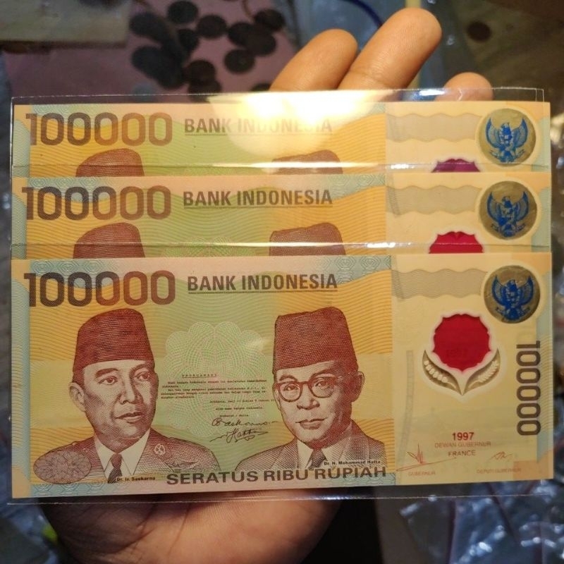 Jual 100000 rupiah polimer biru 1997 sesuai foto | Shopee Indonesia