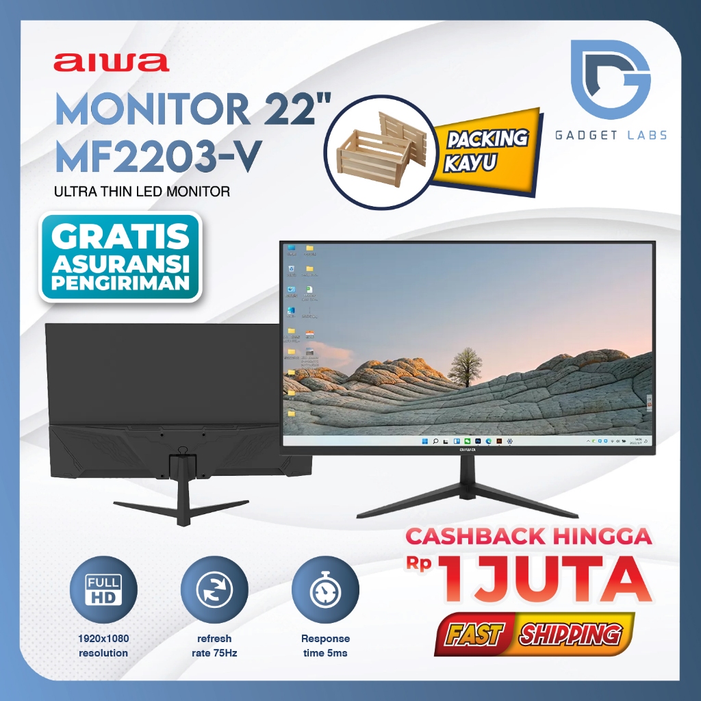 Jual (+Packing Kayu) Aiwa Monitor LED MF2203-V 22
